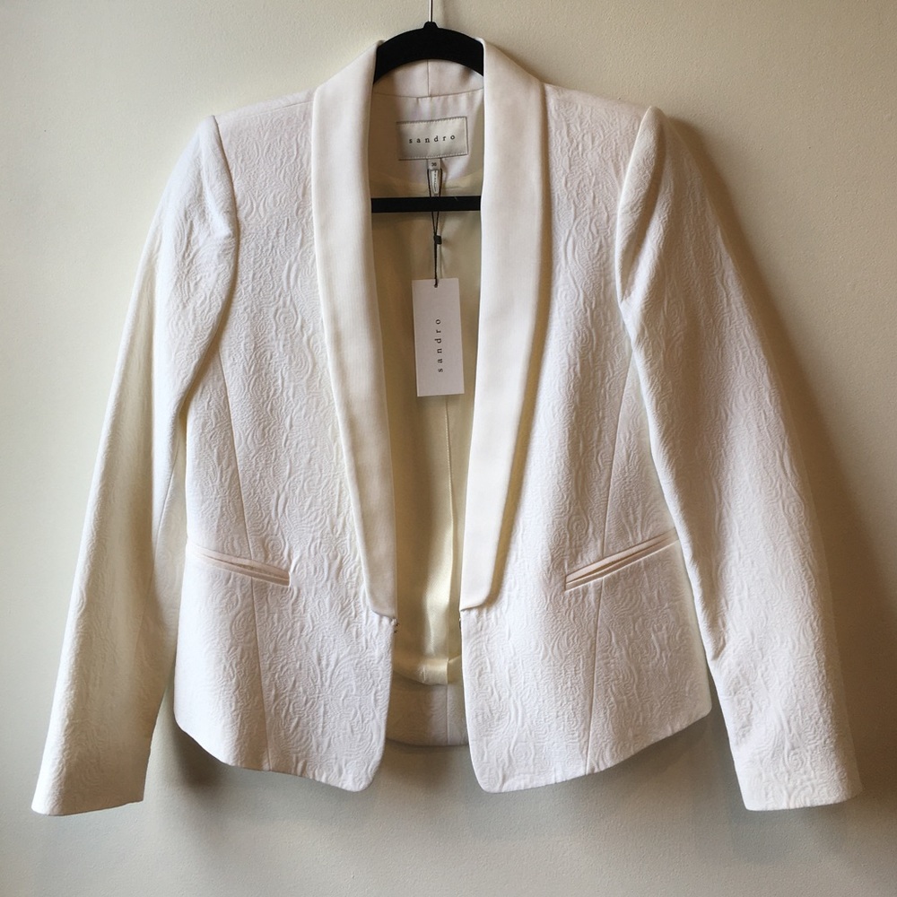 Sandro White Textured Blazer